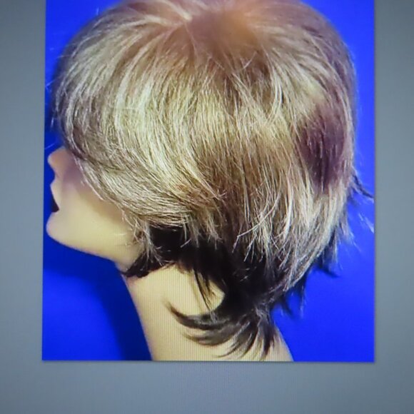 NWT Amber Brown with Blonde highlights Synthetic Bob WMN7216 Wig Basic Cap - Picture 2 of 9